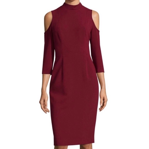 Black Halo Cold Shoulder Deep Red Dress - Picture 1 of 3